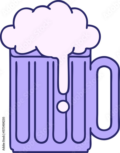 iconic tattoo style image of a beer tankard in bright neon color
