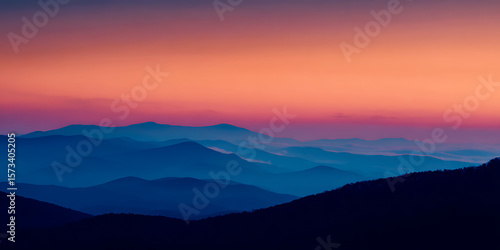 Wallpaper Mural Silhouetted Mountain Range at Twilight – Stunning Gradient Sky with Vibrant Sunset Colors, Peaceful Layers of Hills, Serene Atmosphere, and Natural Landscape Perfect for Nature, Travel & Background Us Torontodigital.ca
