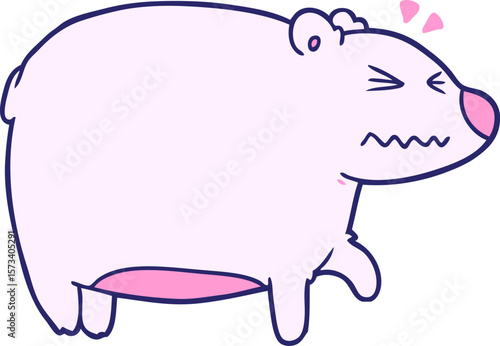 cartoon bear with a sore head in bright neon color