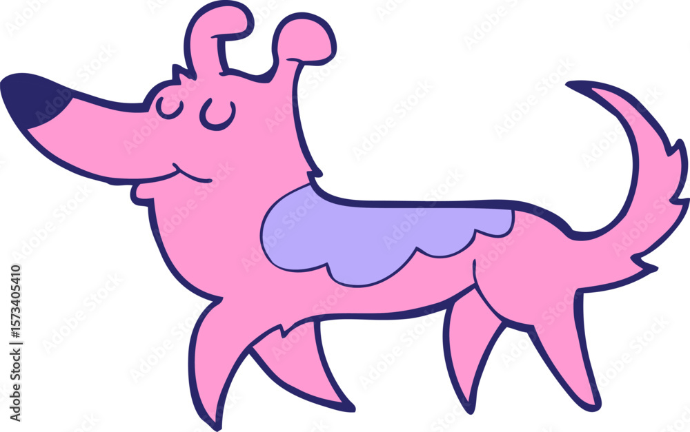 cartoon dog in bright neon color cartoon dog in bright neon color