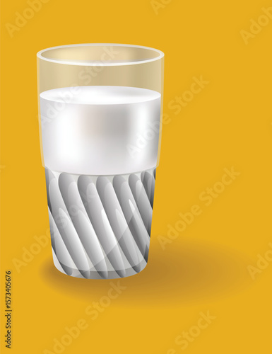 Glass of milk. Protein rich dairy product. Transparent photo realistic vector illustration