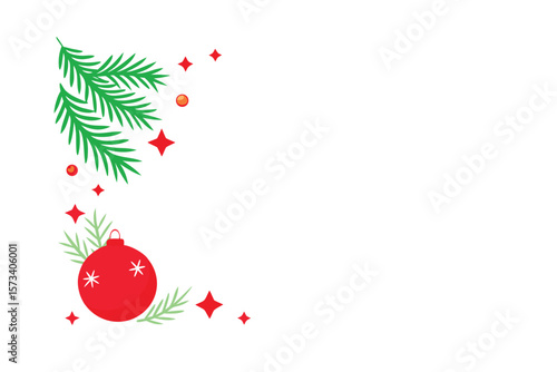 Corner Border Of Stylized Snow Covered Pine Branches