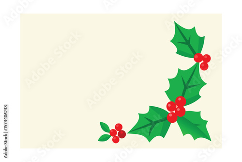 Christmas Holly Corner Border With Vibrant Green Leaves