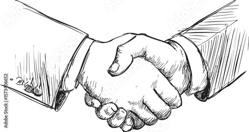 Sketch of a handshake between two businesspeople as a symbol of agreement