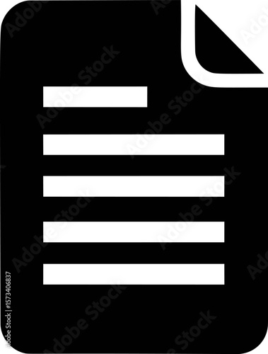 Black document icon with folded corner, minimalist design