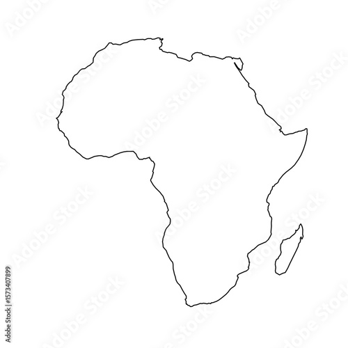 This artwork features the silhouette outline of the African continent. It highlights the unique shape and geographical features of Africa. The design is simple yet expressive.