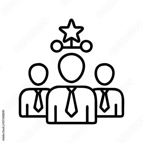 Team leadership icon vector illustration for business management and employee performance star leader on transparent background