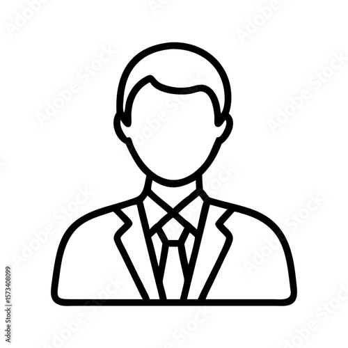 Professional business man avatar vector line art icon for profile and user interface design on transparent background