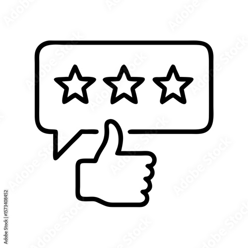 Customer feedback rating with stars and thumbs up icon for positive review and experience on transparent background