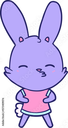 curious bunny cartoon in bright neon color