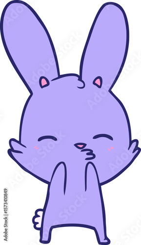 curious bunny cartoon in bright neon color