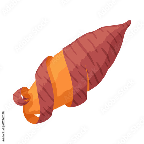 Sweet potato batata. Vegatable ingidient for healthy food. Organic vegetable root, healthy vegan or nutrition carbohydrate. Vector illustration in cartoon flat style. Isolated on white background