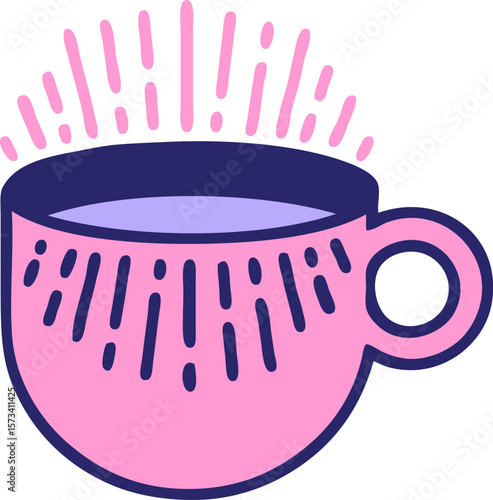 tattoo in traditional style of cup of coffee in bright neon color
