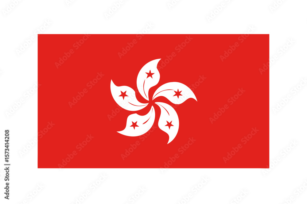 Fototapeta premium Official flag of hong kong with red background and black bauhinia flower emblem