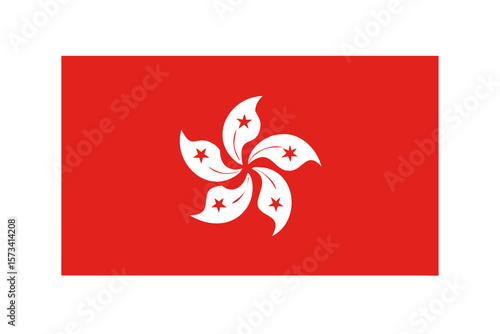 Official flag of hong kong with red background and black bauhinia flower emblem