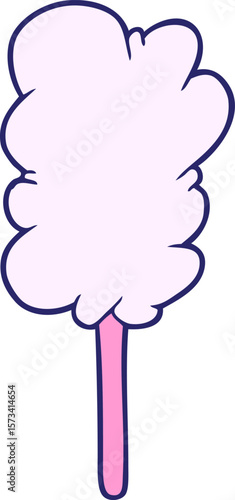 cartoon candy floss on stick in bright neon color