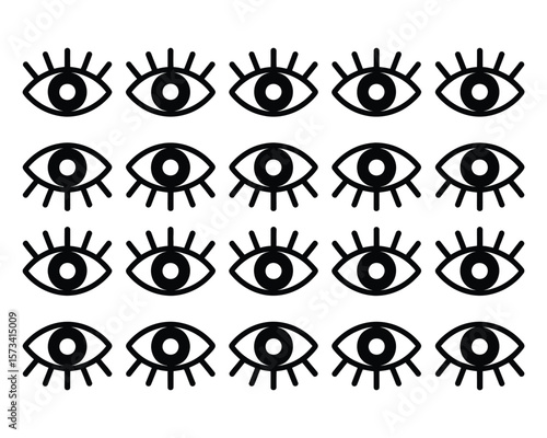 All-Seeing Eye Design – Minimal Black Silhouette Eyes in Repeating Rows