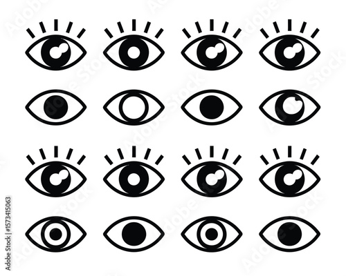 Mystical Eye Pattern – Minimalist Black and White Geometric Illustration