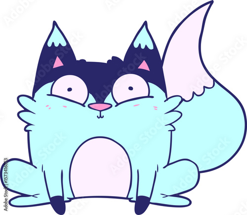 cartoon startled fox in bright neon color