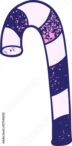 cartoon doodle xmas candy cane in bright neon color