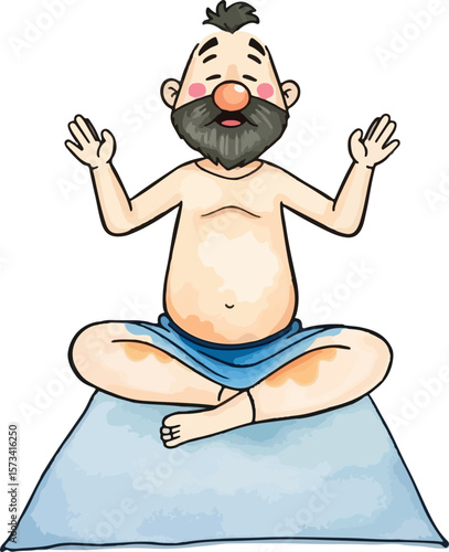 Cute yogi cartoon vector illustration.