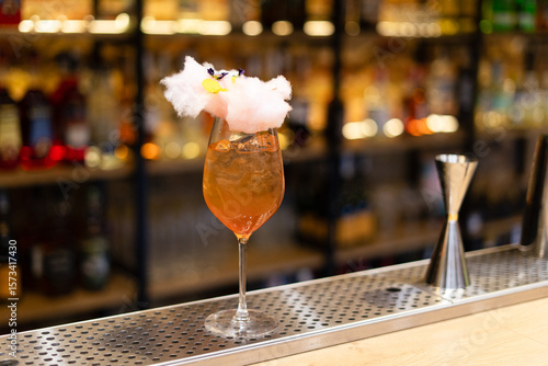 Summer Alcoholic cocktail with beer, ice and lemon juice.Low key, selective focus