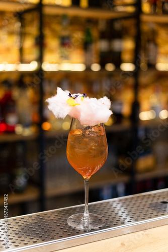 Summer Alcoholic cocktail with beer, ice and lemon juice.Low key, selective focus