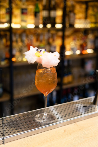 Summer Alcoholic cocktail with beer, ice and lemon juice.Low key, selective focus