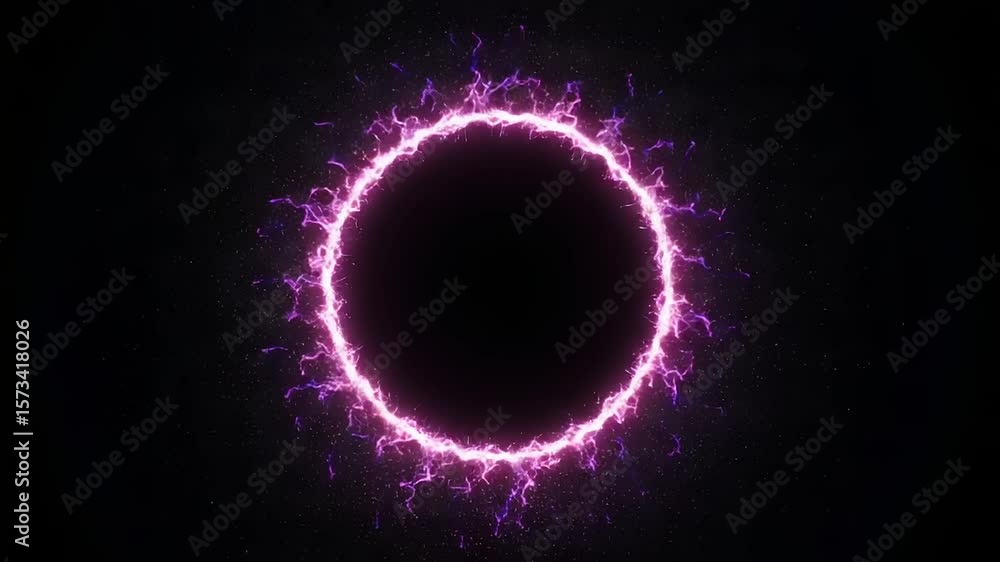 A circular ring shines brightly against a dark background The ring features an ethereal glow It could represent an eclipse or mystical portal