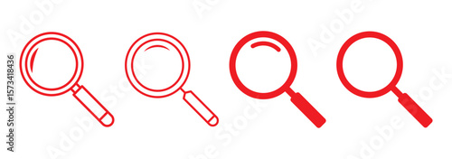 Search icon set. Magnifying glass symbol. Loupe logo. Vector