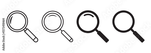 Search icon set. Magnifying glass symbol. Loupe logo. Vector