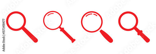 Search icon set. Magnifying glass symbol. Loupe logo. Vector