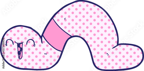 cartoon worm in bright neon color
