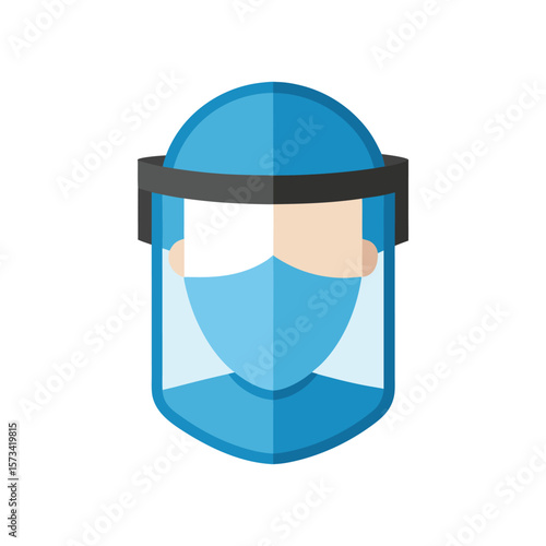 Doctor or nurse wearing face shield and mask illustration on white background