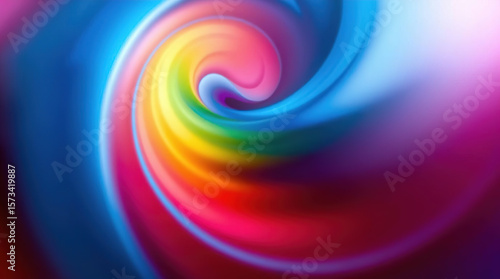 Abstract 3D digital background of curved and spiral shapes, red, orange, blue colors and smooth gradients.