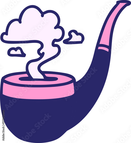 tattoo in traditional style of a smokers pipe in bright neon color