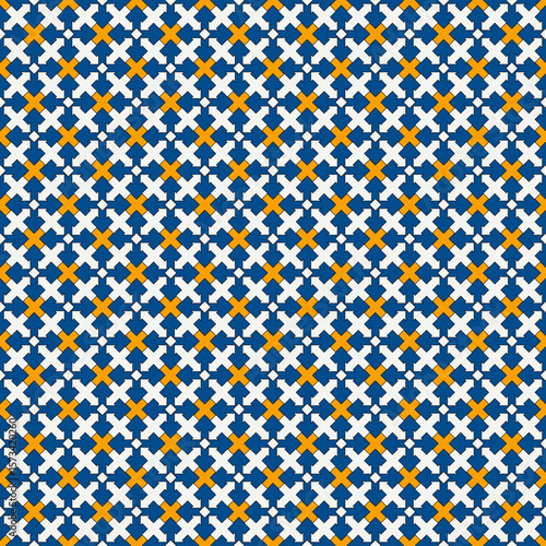 Ancient seamless pattern. Oriental tracery window ornament. Arabesque mosaic surface print. Repeated crosses motif background. Eclectic ornamental wallpaper. Vector abstract digital paper
