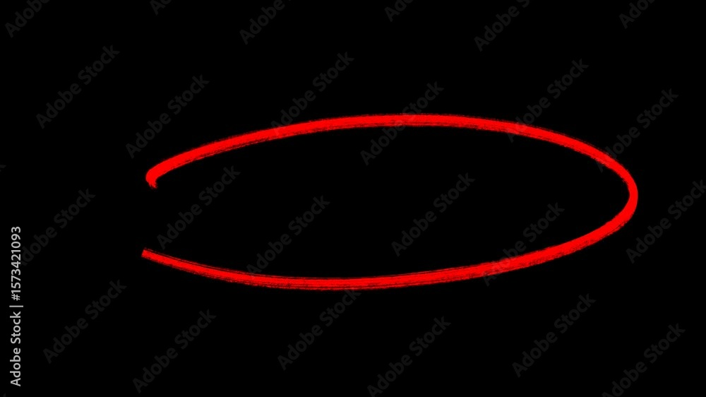 Animated Red Scribbled Circle Video - Hand Drawn Oval Highlight Effect, circle animation, Hand-drawn red circle highlight with transparent background. 