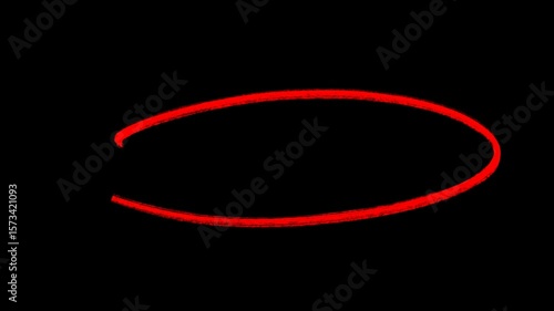 Animated Red Scribbled Circle Video - Hand Drawn Oval Highlight Effect, circle animation, Hand-drawn red circle highlight with transparent background. 