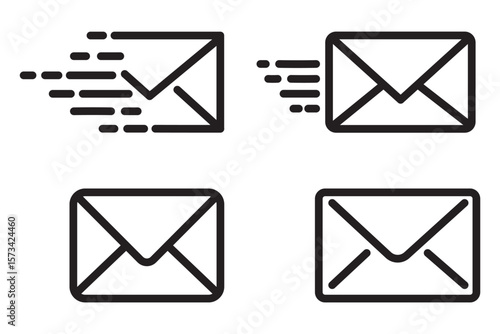 set of mail icon thin line style. envelope, message, email icon. vector illustration