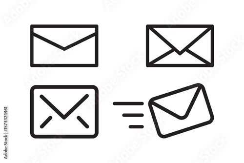 set of mail icon thin line style. envelope, message, email icon. vector illustration