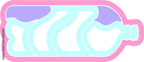 cartoon of a soda bottle icon in bright neon color