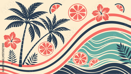 a vibrant seamless tropical retro pattern feature
