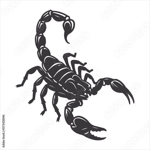 Stylized Black Scorpion Illustration Featuring Bold Lines and Intricate Segment Details Emphasizing Power and Precision
