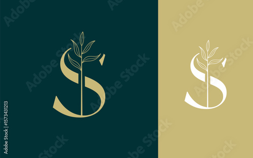 Letter S with leaf logo design vector illustration for spa, beauty, hotel and business