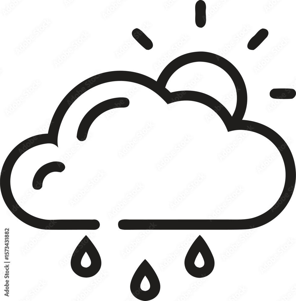 Bold Black Line Art Weather Icon Sun Rain Cloud Simple Minimalist Graphic Bold Outline Vector Illustration Bold Black Line Art Weather Icon Sun Rain Cloud Simple Minimalist Graphic Bold Outline Vector Illustration