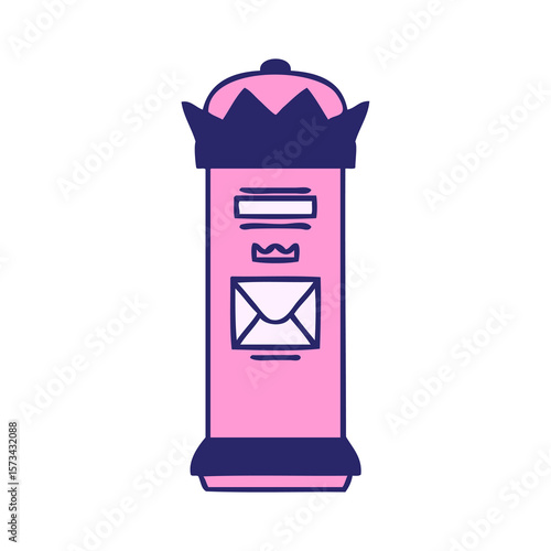 Wallpaper Mural cute cartoon of a british post box in bright neon color Torontodigital.ca