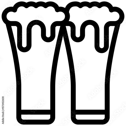 Ale Glass black outline icon, use for relaxation, party, Pubs and bars UI, UX kit, app and web development, digital or print.