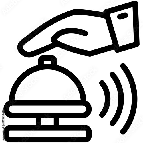 Bell black outline icon, use for relaxation, party, Pubs and bars UI, UX kit, app and web development, digital or print.