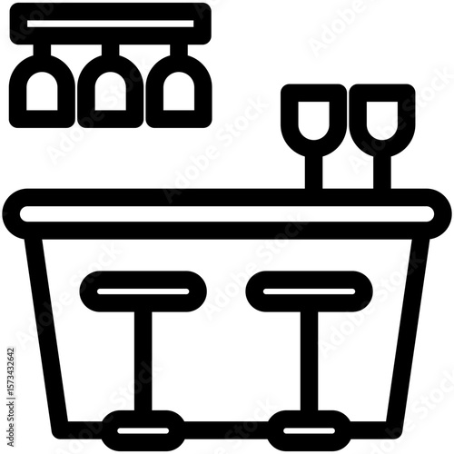 Bar Counter black outline icon, use for relaxation, party, Pubs and bars UI, UX kit, app and web development, digital or print.